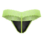 CandyMan Sensual Lace Thongs - Hot Green
