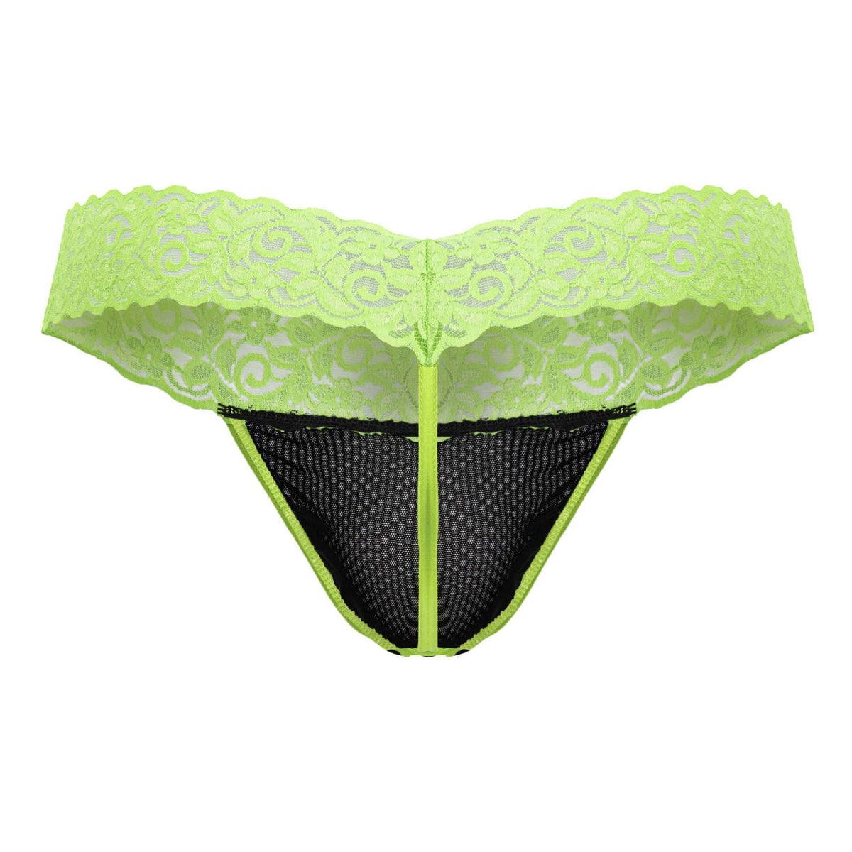 CandyMan Sensual Lace Thongs - Hot Green