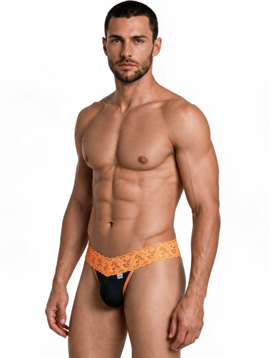 CandyMan Sensual Lace Thongs - Orange