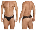 CandyMan Opaque Pouch Lace Mesh Thongs - Black