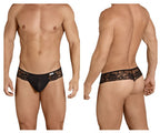 CandyMan Opaque Pouch Lace Mesh Thongs - Black