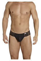 CandyMan Opaque Pouch Lace Mesh Thongs - Black