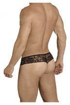 CandyMan Opaque Pouch Lace Mesh Thongs - Black