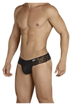 CandyMan Opaque Pouch Lace Mesh Thongs - Black