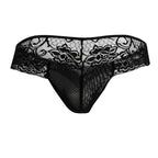 CandyMan Opaque Pouch Lace Mesh Thongs - Black