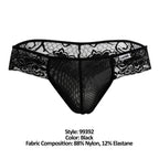 CandyMan Opaque Pouch Lace Mesh Thongs - Black