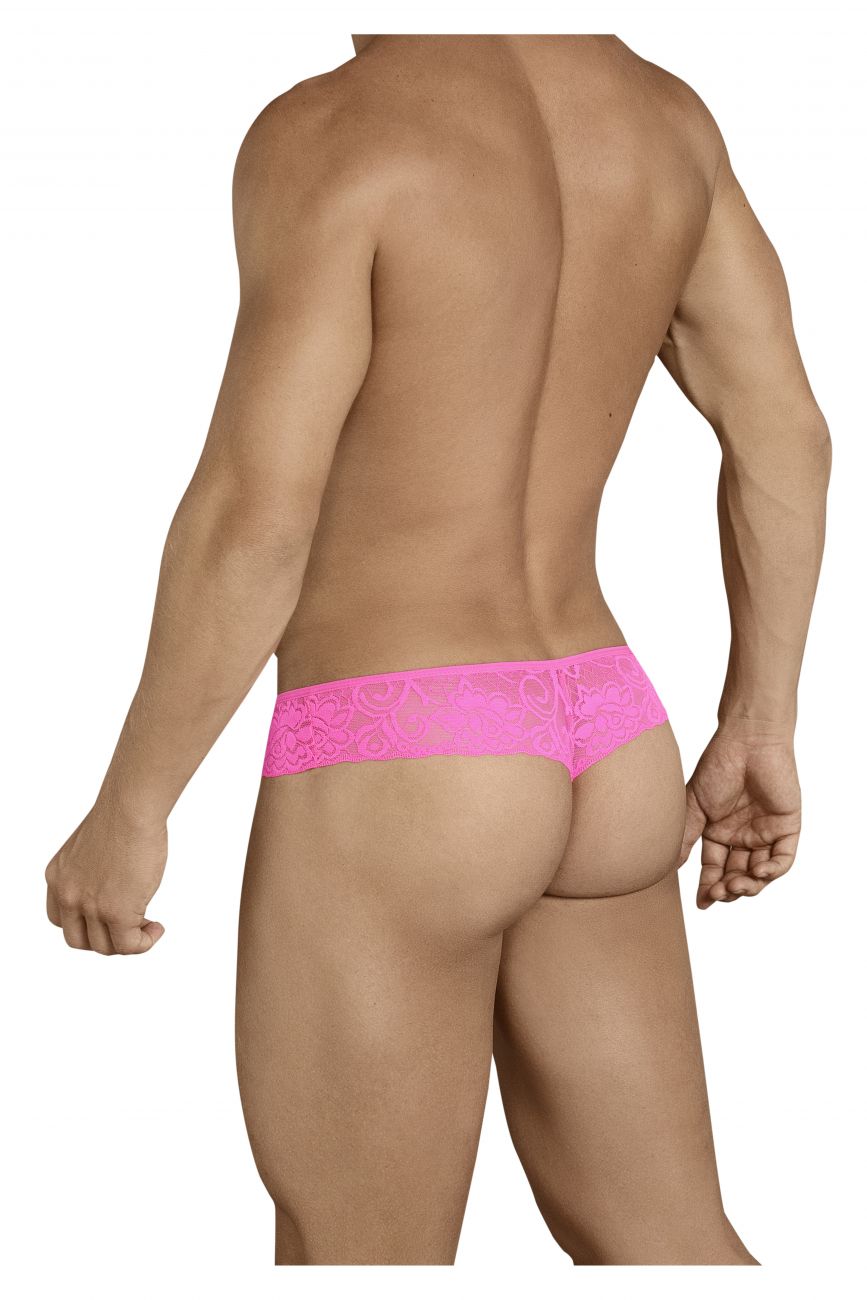 CandyMan Lace Mesh Thongs - Pink