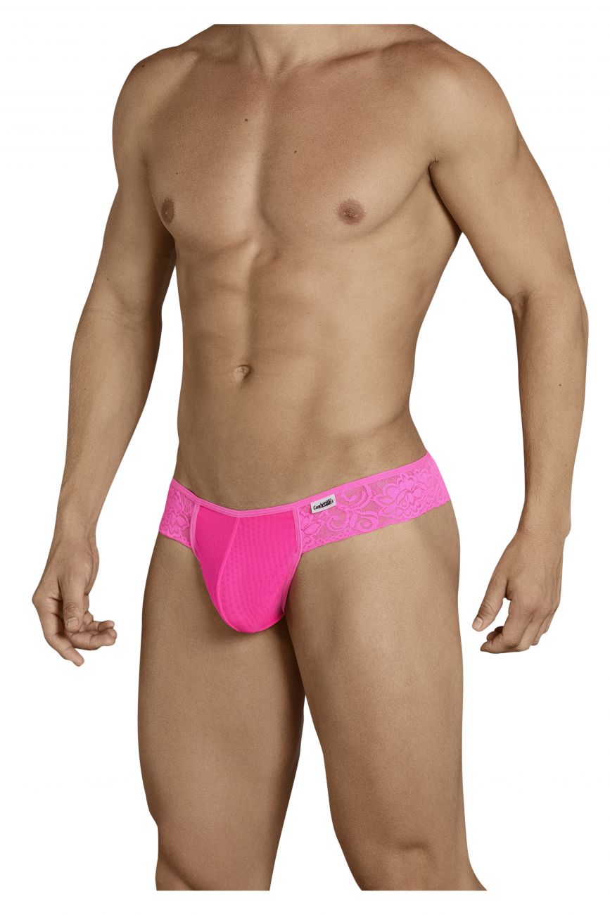 CandyMan Lace Mesh Thongs - Pink