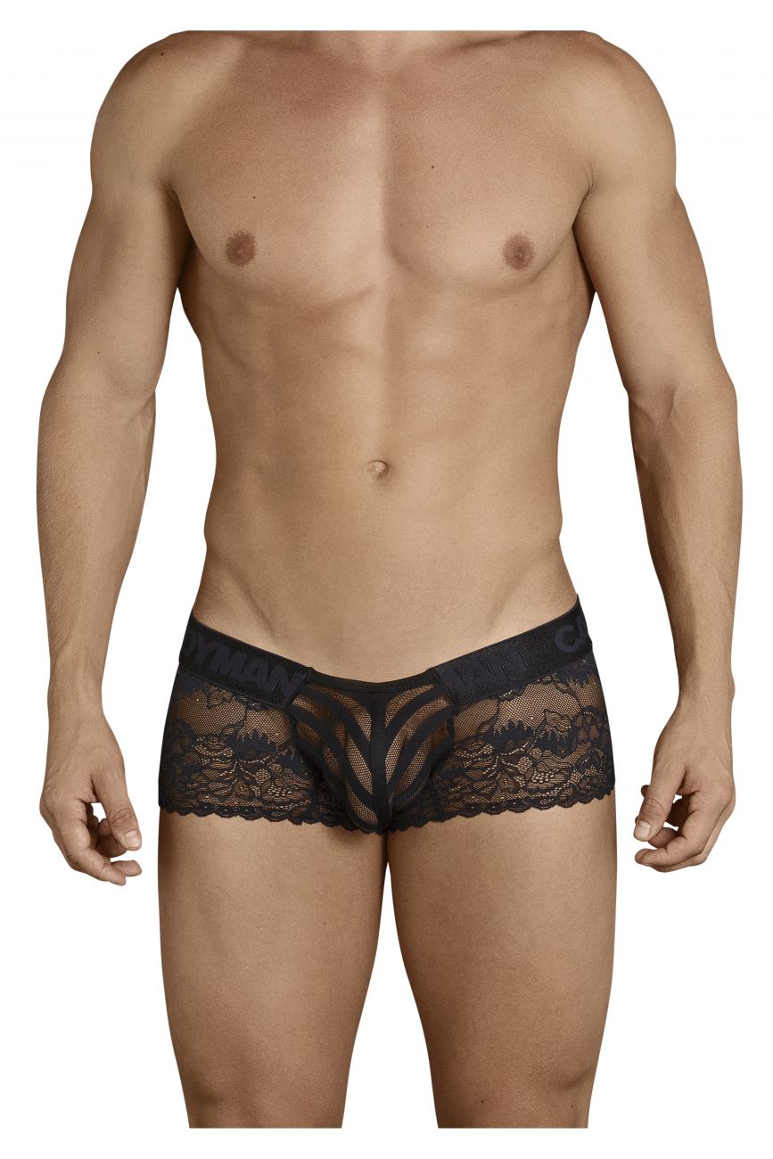 CandyMan Mesh and Lace Boxer Briefs - Black