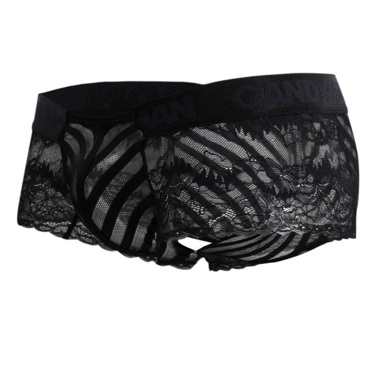 CandyMan Mesh and Lace Boxer Briefs - Black