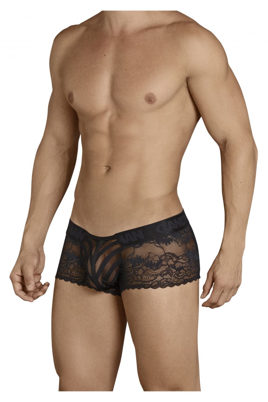 CandyMan Mesh and Lace Boxer Briefs - Black