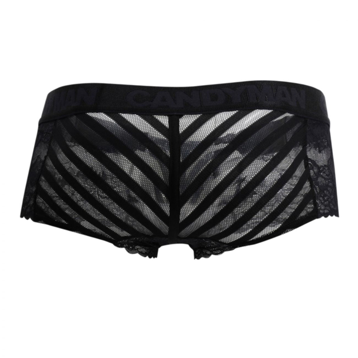 CandyMan Mesh and Lace Boxer Briefs - Black