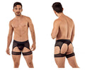 CandyMan Garter Belt Thongs - Black Mesh