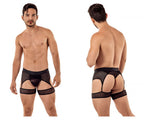 CandyMan Garter Belt Thongs - Black Mesh