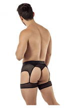 CandyMan Garter Belt Thongs - Black Mesh