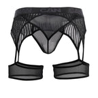 CandyMan Garter Belt Thongs - Black Mesh