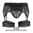 CandyMan Garter Belt Thongs - Black Mesh