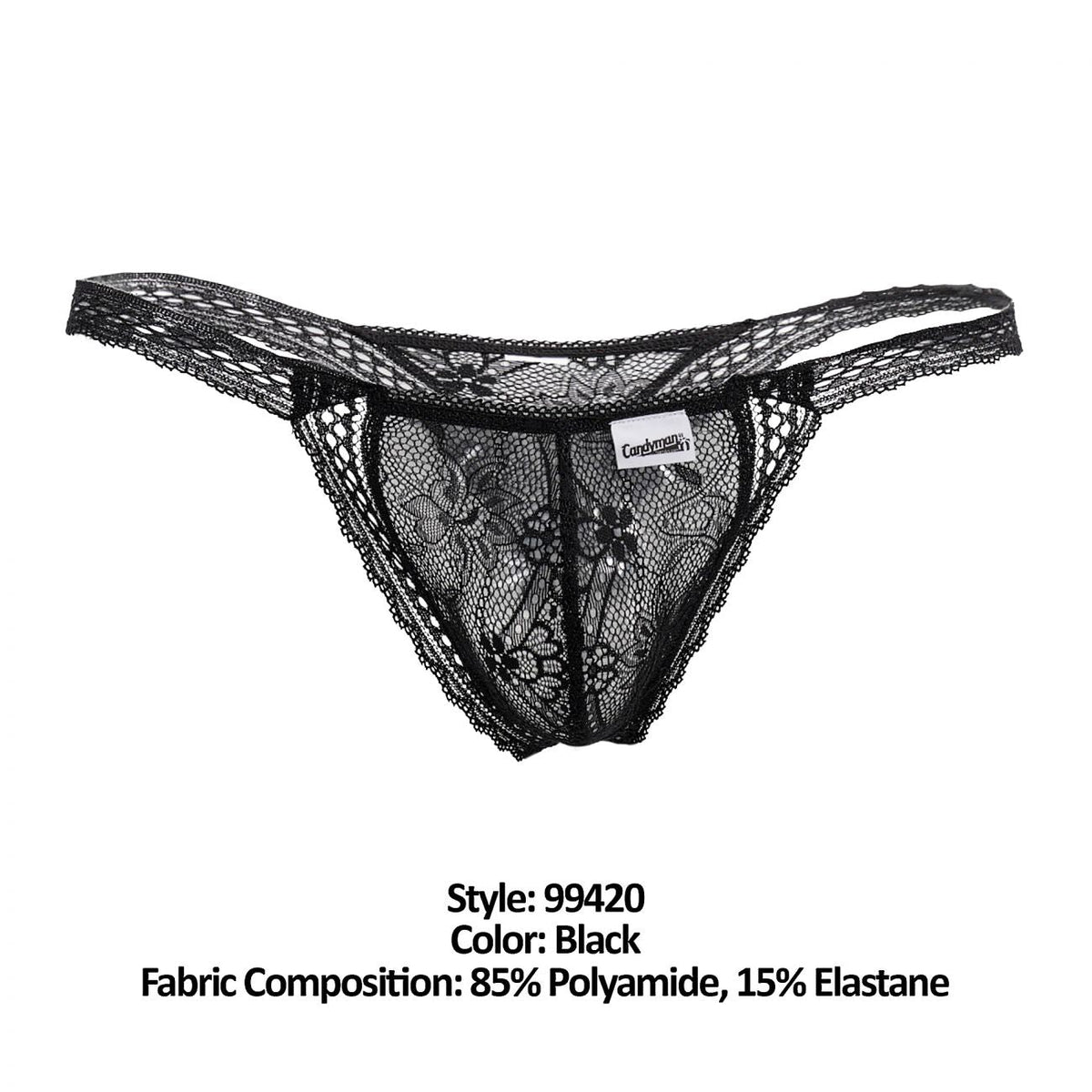 CandyMan Double Lace Thongs - Black