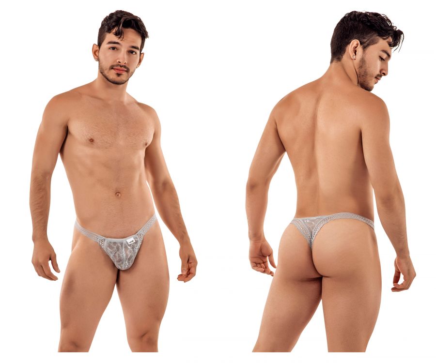 CandyMan Double Lace Thongs - Gray