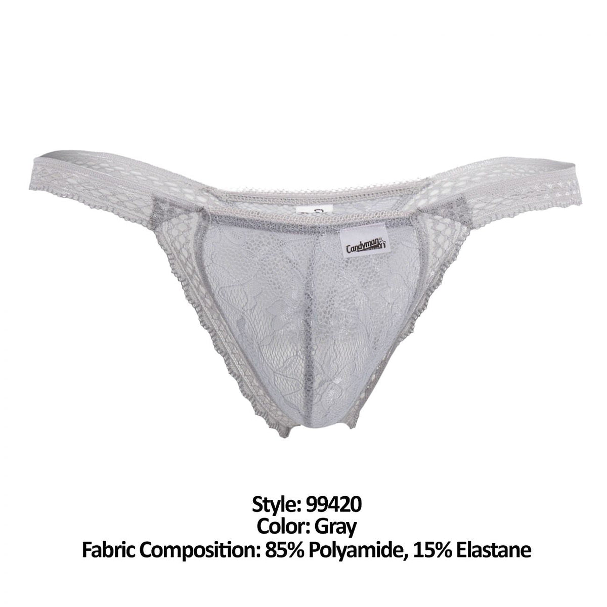 CandyMan Double Lace Thongs - Gray