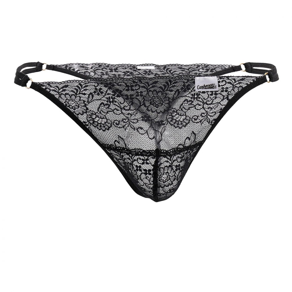 CandyMan Lace G-String Thongs - Black