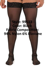 CandyMan Lace Top Mesh Thigh Highs - Black