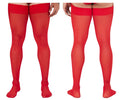 CandyMan Mesh Thigh Highs - Red