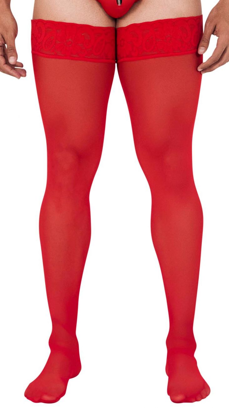 CandyMan Mesh Thigh Highs - Red