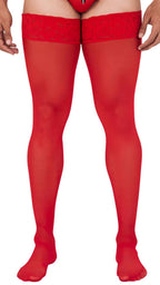 CandyMan Mesh Thigh Highs - Red