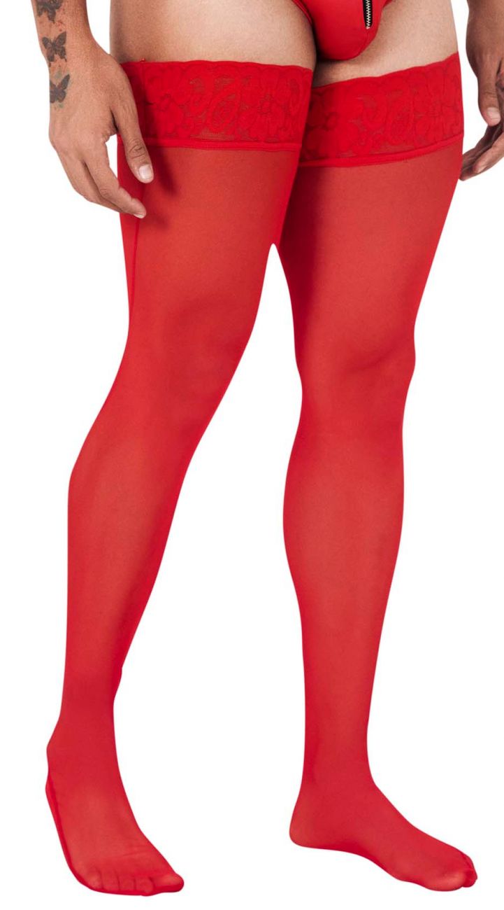 CandyMan Mesh Thigh Highs - Red