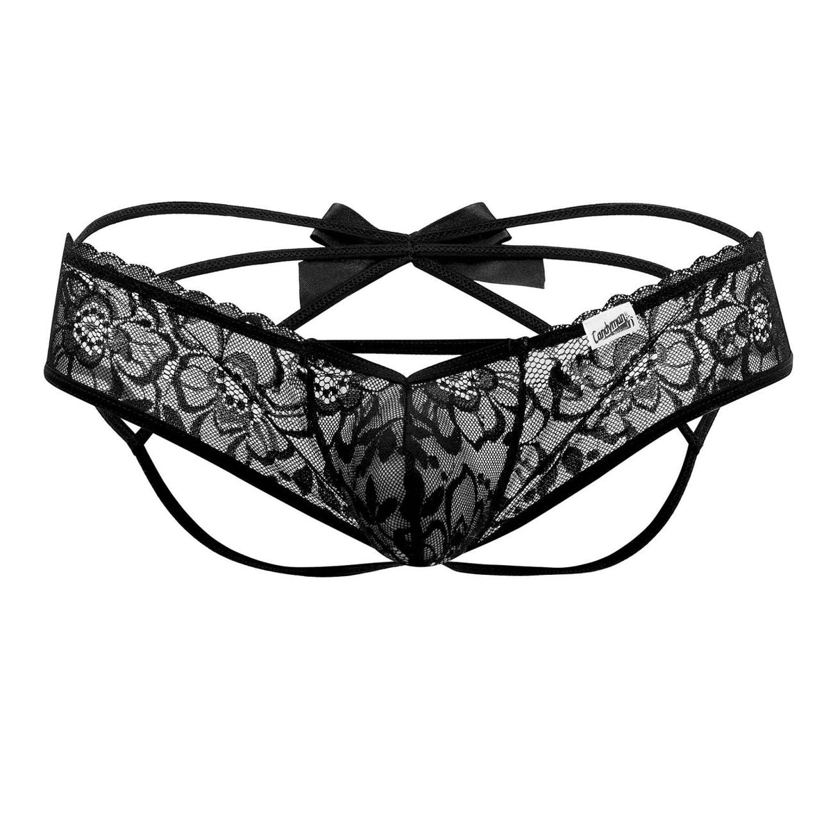 CandyMan Bow & Lace Jockstrap - Black