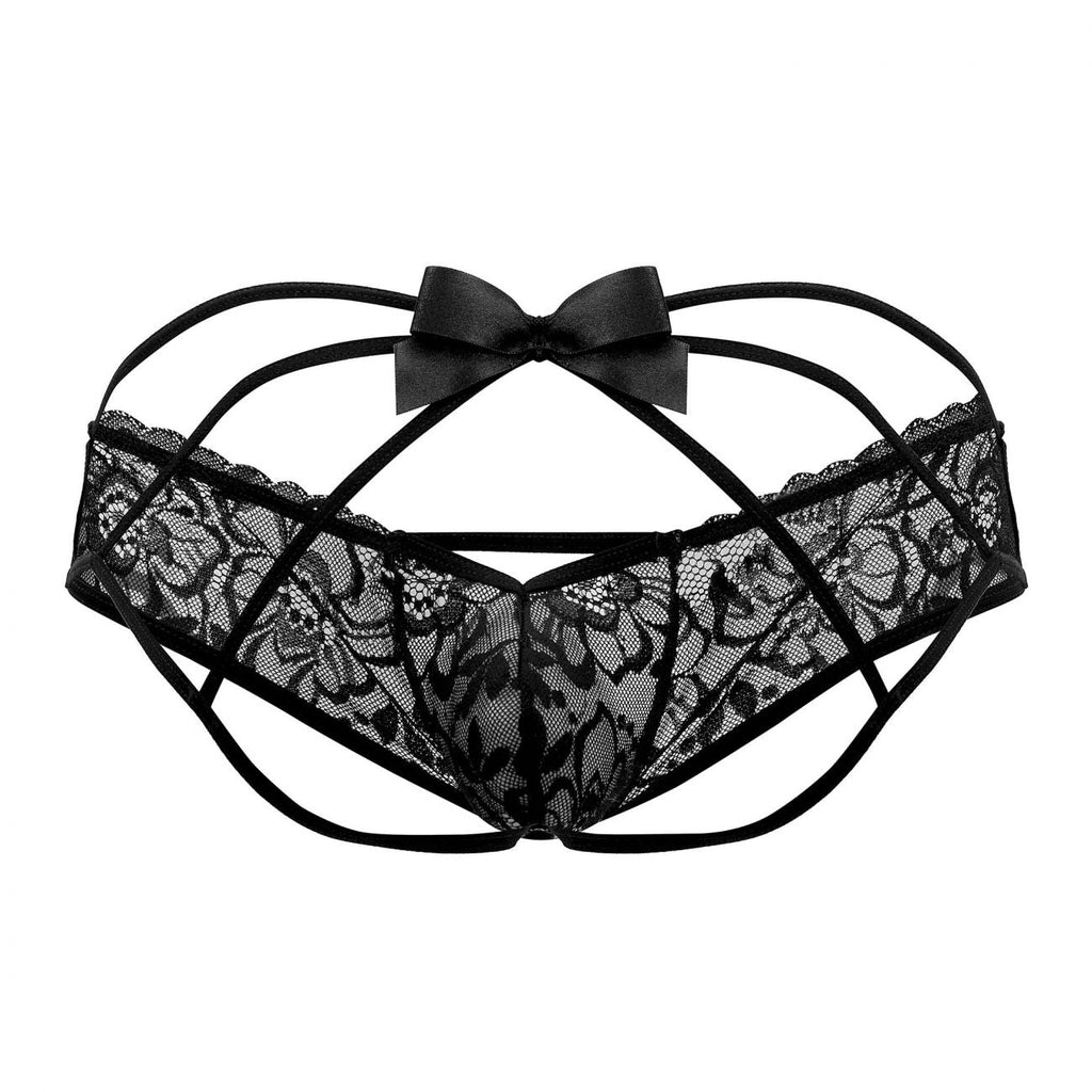 CandyMan Bow & Lace Jockstrap - Black