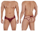 CandyMan Bow & Lace Jockstrap - Burgundy