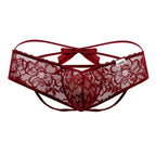 CandyMan Bow & Lace Jockstrap - Burgundy