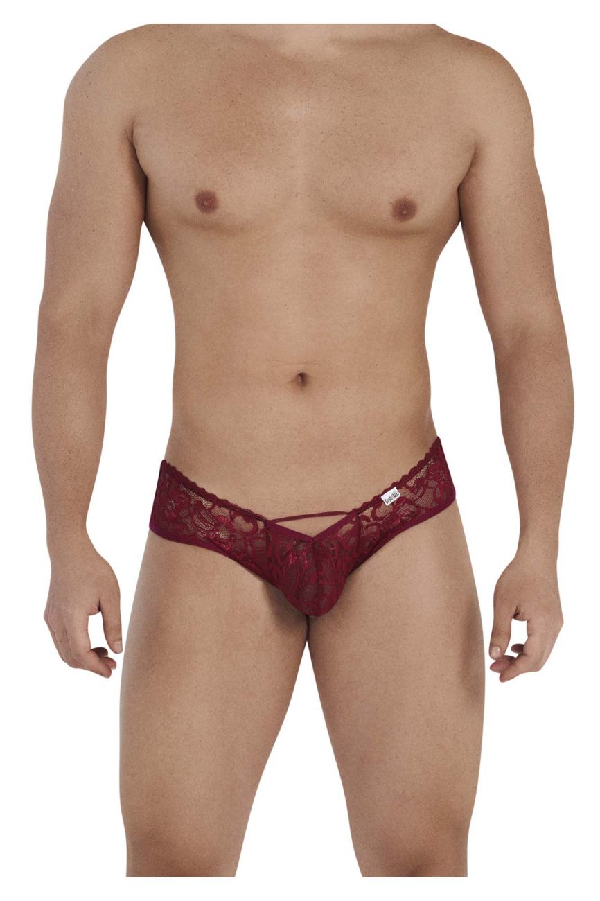 CandyMan Bow & Lace Jockstrap - Burgundy