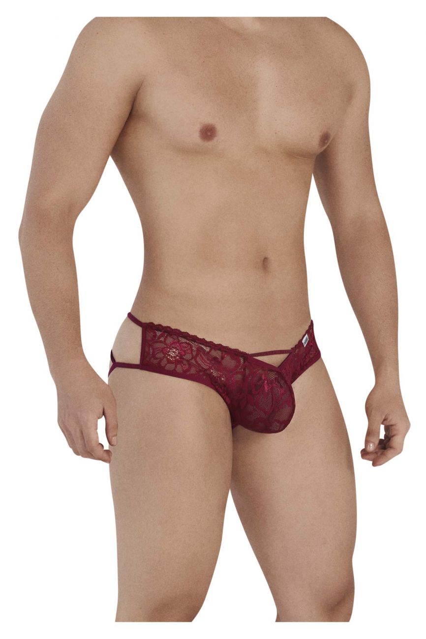 CandyMan Bow & Lace Jockstrap - Burgundy