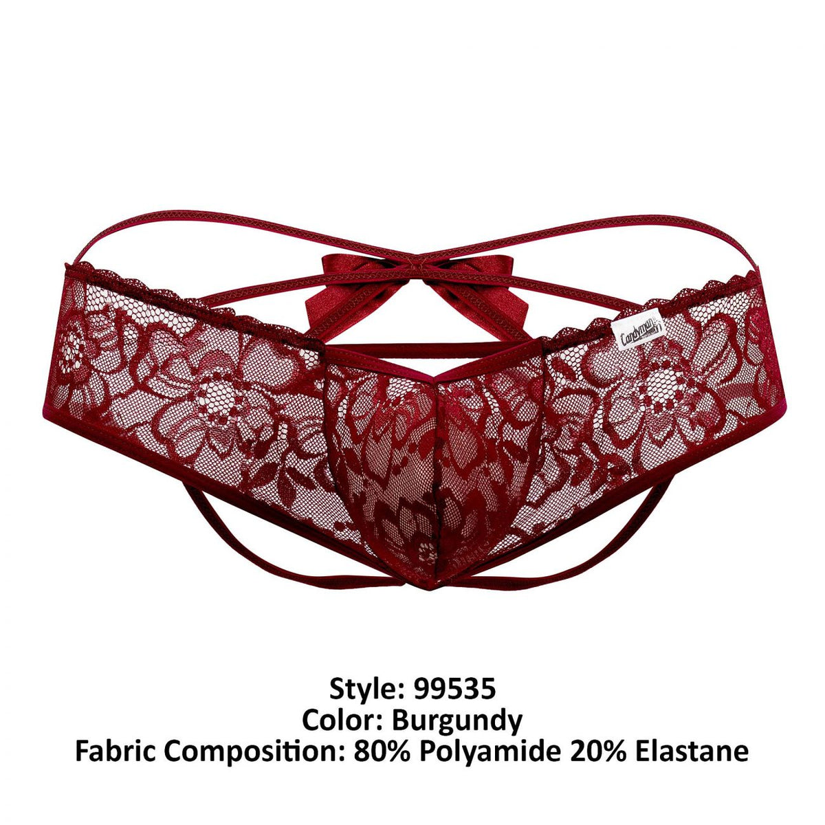 CandyMan Bow & Lace Jockstrap - Burgundy