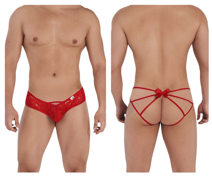 CandyMan Bow & Lace Jockstrap - Red