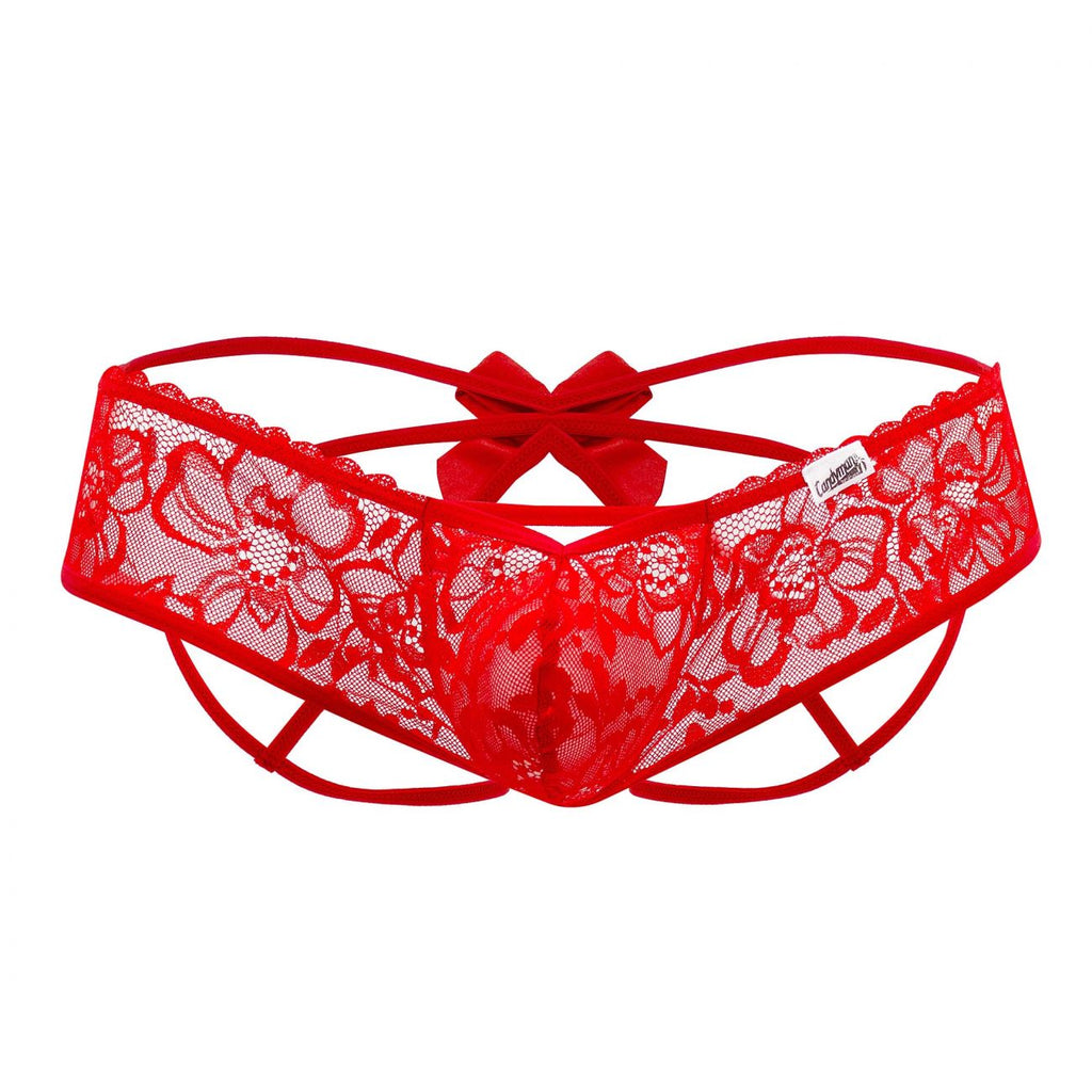CandyMan Bow & Lace Jockstrap - Red