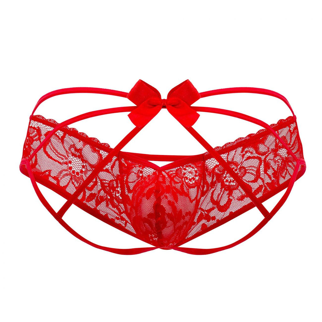 CandyMan Bow & Lace Jockstrap - Red