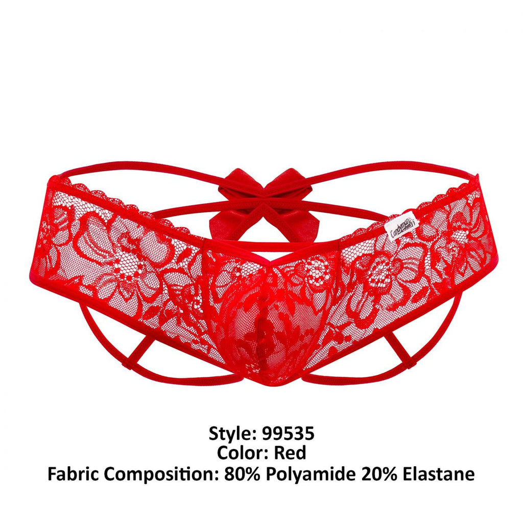 CandyMan Bow & Lace Jockstrap - Red