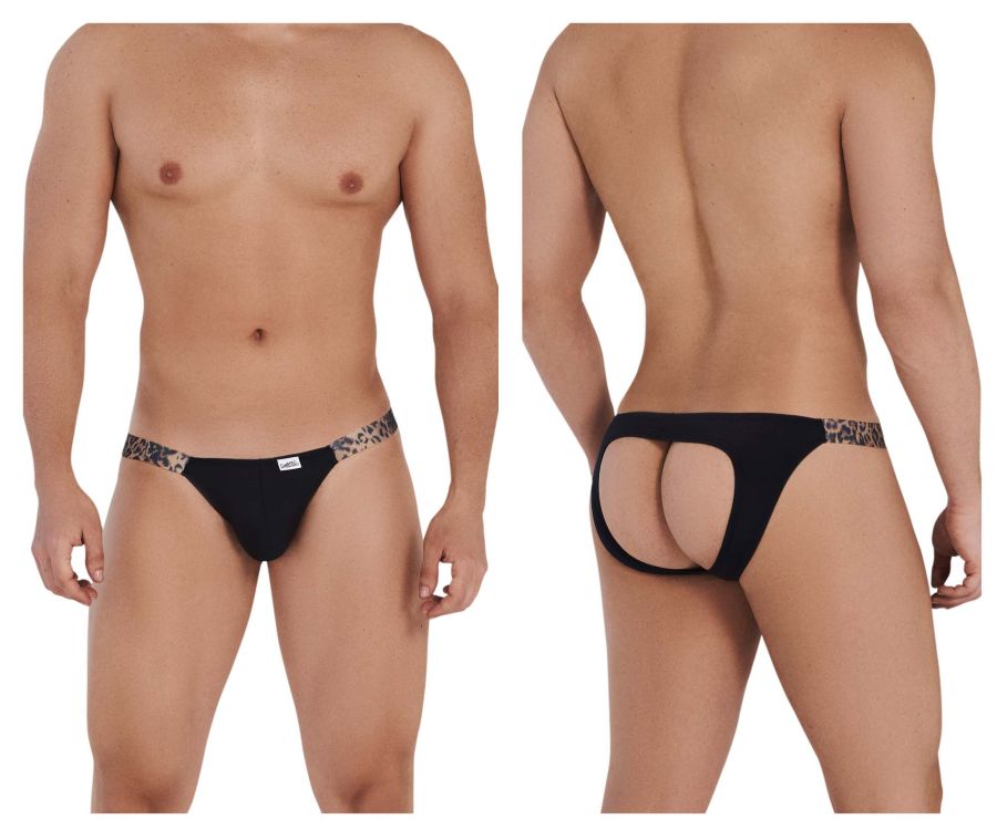 CandyMan Bikini Jockstrap - Black-Animal Print