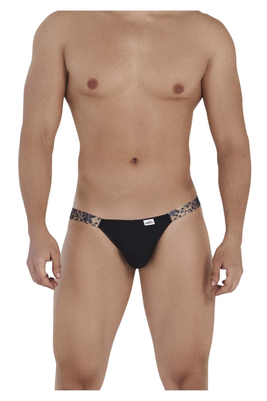 CandyMan Bikini Jockstrap - Black-Animal Print