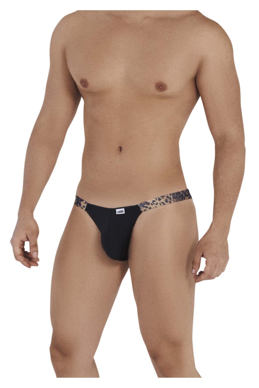 CandyMan Bikini Jockstrap - Black-Animal Print