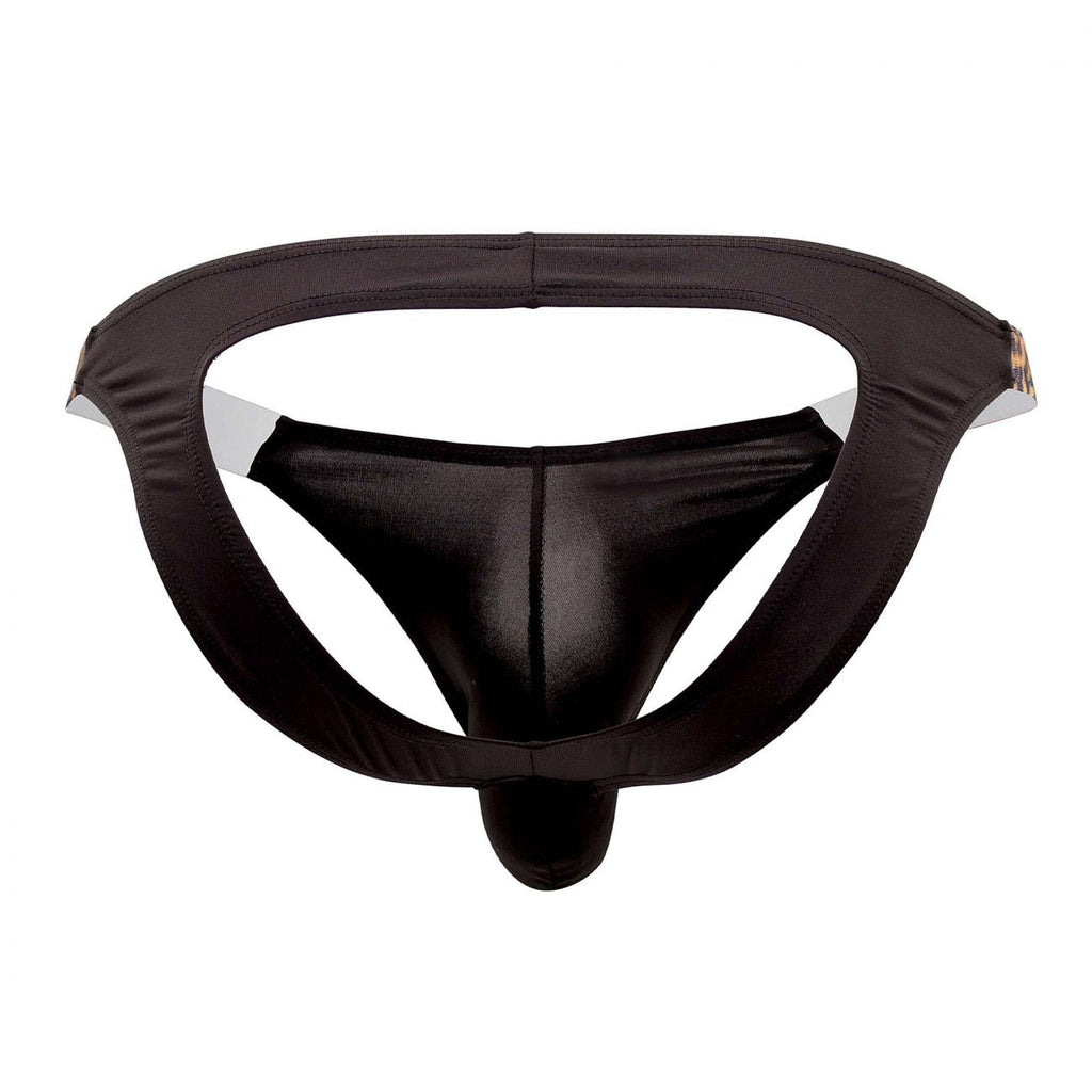 CandyMan Bikini Jockstrap - Black-Animal Print
