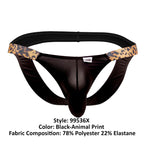 CandyMan Bikini Jockstrap - Black-Animal Print