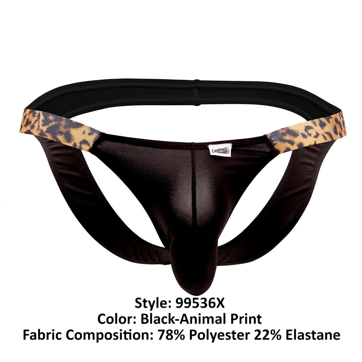 CandyMan Bikini Jockstrap - Black-Animal Print