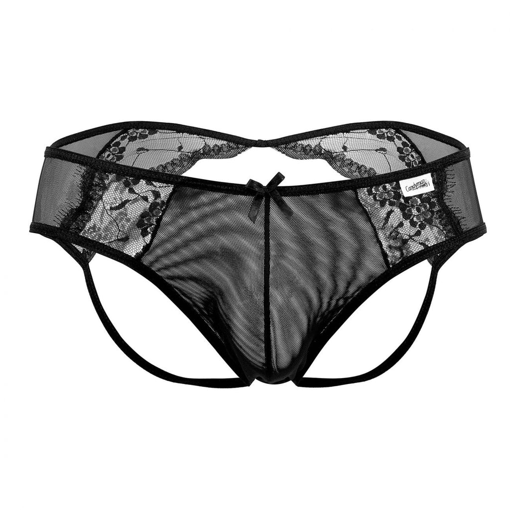 CandyMan Lace Mesh Jockstrap - Black