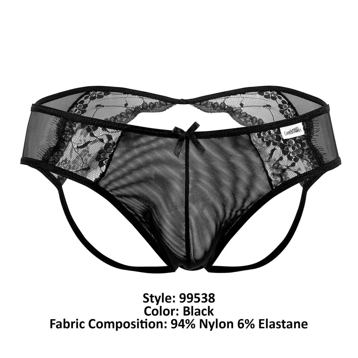 CandyMan Lace Mesh Jockstrap - Black