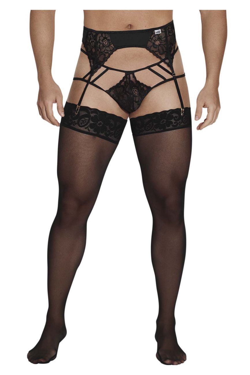 CandyMan Lace Garter-Jockstrap Outfit - Black